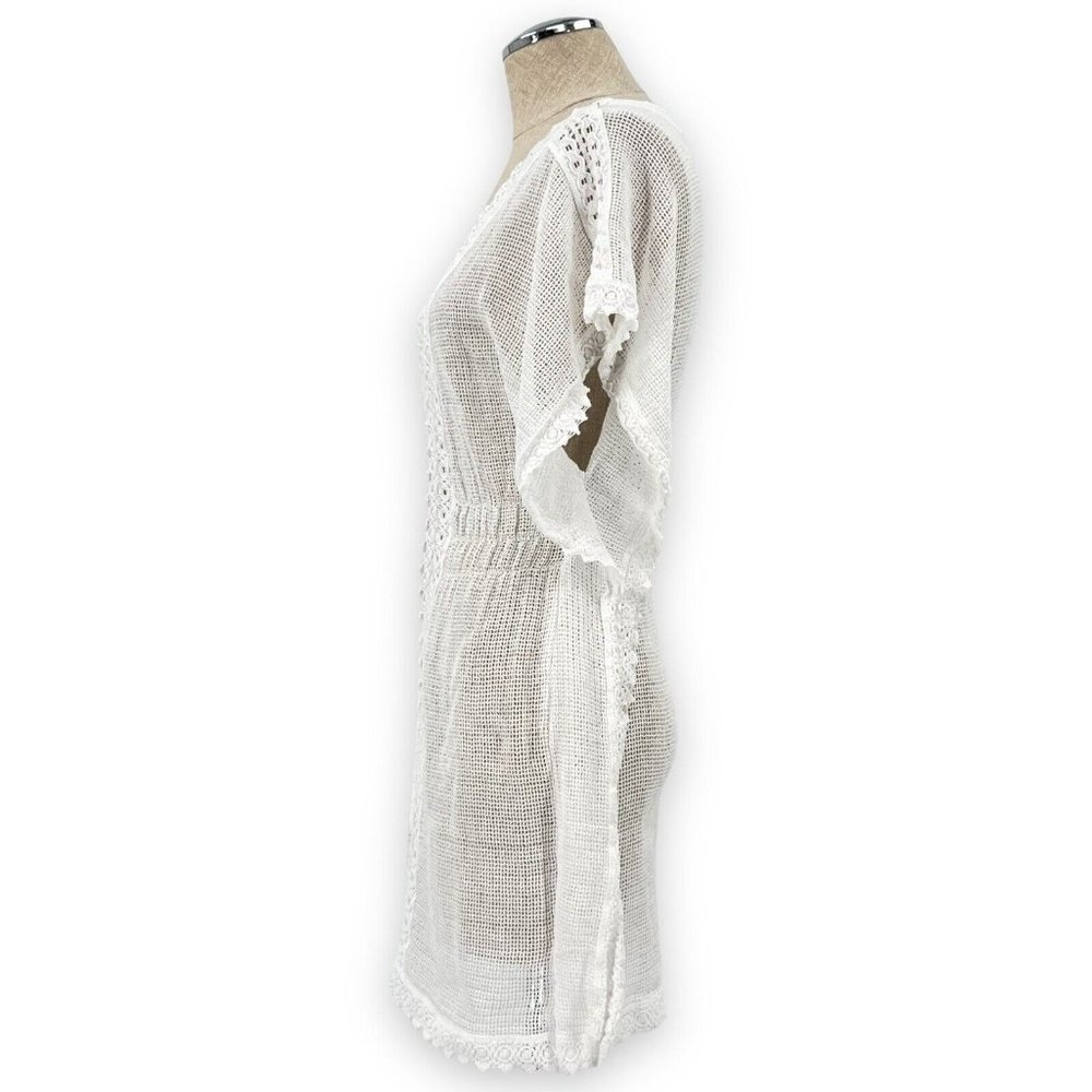 SEASPICE RESORT WEAR Mesh Cover Up Size S Classic Crochet Dress Beach Pool White - Picture 8 of 13